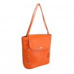 Beau Design Stylish  Orange Color Imported PU Leather Casual Tote Handbag With For Women's/Ladies/Girls